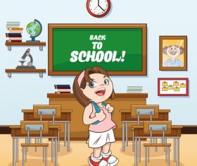 Female student standing in the classroom vector