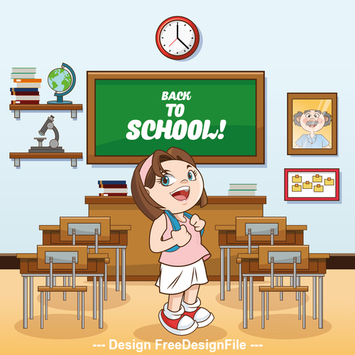 Female student standing in the classroom vector