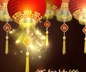 Festive China New Year Fireworks and lanterns vector