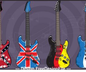 Flag pattern electric guitars art vector