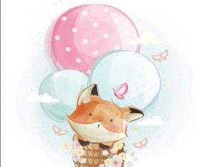 Fox watercolor drawings vector illustration
