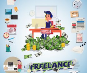 Freelance cartoon illustration vector
