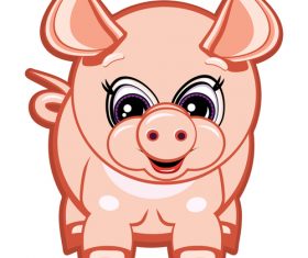 Funny cartoon pig vector