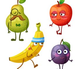 Funny fruit cartoon emoticon vector