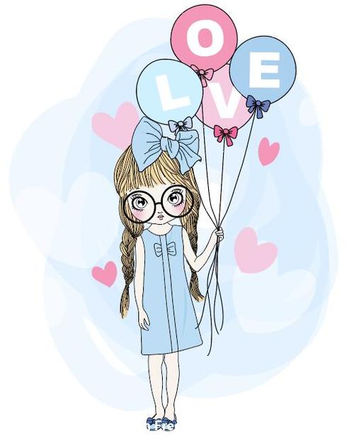 Girl holding colorful balloons vector