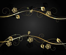 Golden flower branch background vector