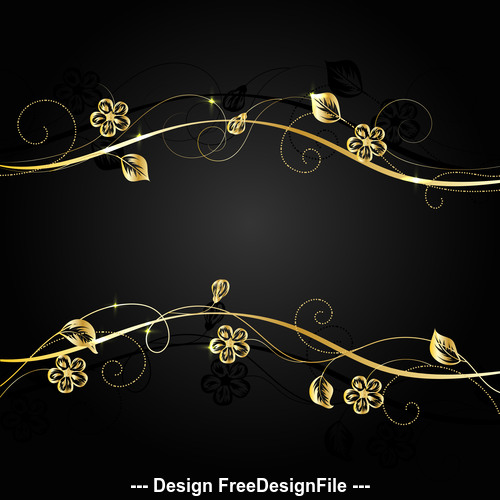 Golden flower branch background vector