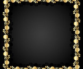Golden flower frame and dark background vector