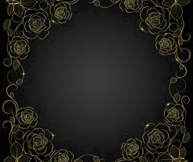 Golden flower silhouette frame background vector