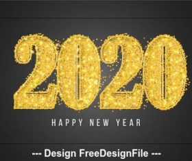 Golden font 2020 new year greeting card vector