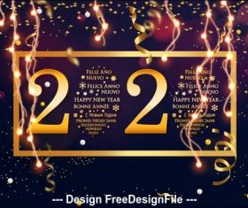 Golden shiny 2020 new year greeting card vector