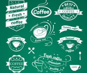 Green background coffee shop logo vector