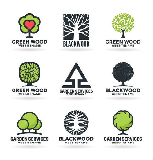 Green wood icons vector