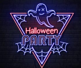Halloween ghost neon illustration vector