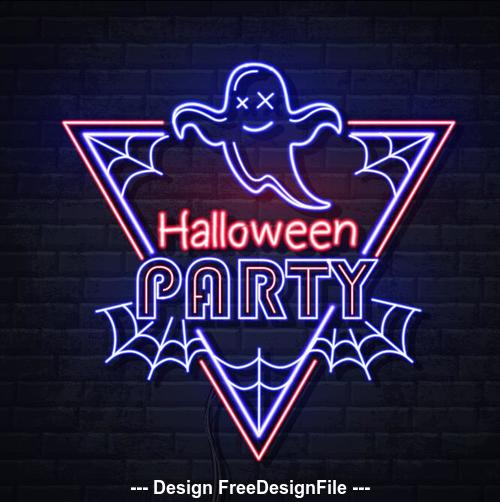 Halloween ghost neon illustration vector