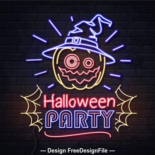Halloween party neon illustration vector