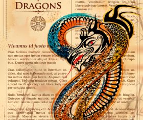Hand drawn dragon in book page vector