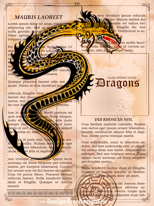 Hand drawn dragon information vector