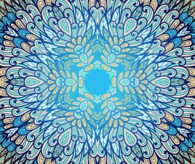 Hand drawn ethnic blue floral vector