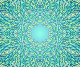 Hand drawn ethnic green floral vector