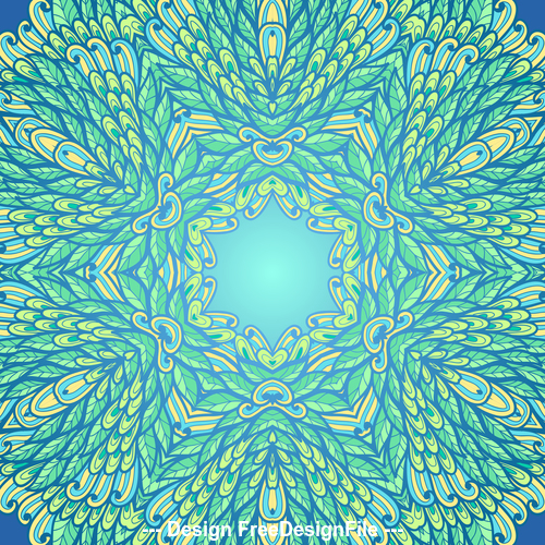 Hand drawn ethnic green floral vector
