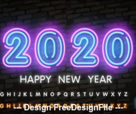 Happy 2020 new year black wall background vector
