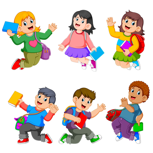 Happy children cartoon illustration vector