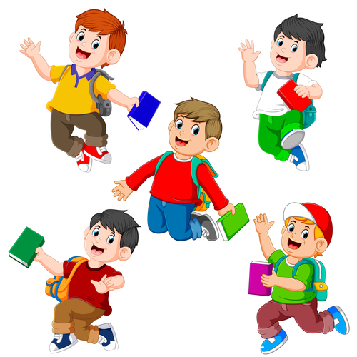 Happy little boys cartoon illustration vector