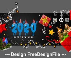 Happy new year 2020 christmas card vector