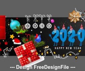 Happy new year 2020 greeting card banner vector