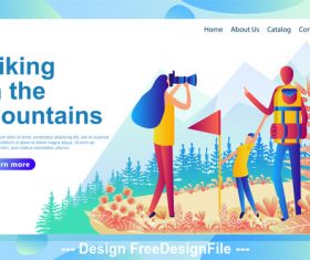 Hiking in the mountains illustration vector