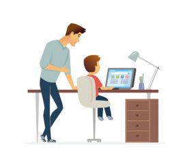 Homework cartoon people characters illustration vector