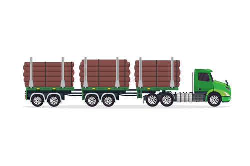 Industrial trailer truck green vector