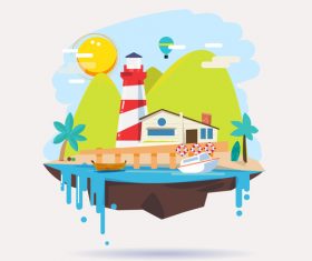 Island cartoon illustration vector