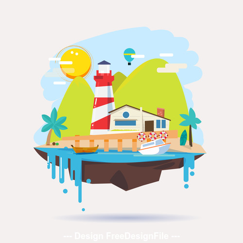 Island cartoon illustration vector