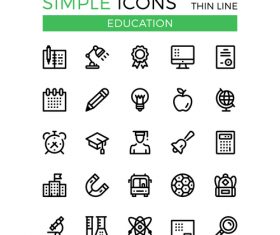 Line education icons silhouette vector