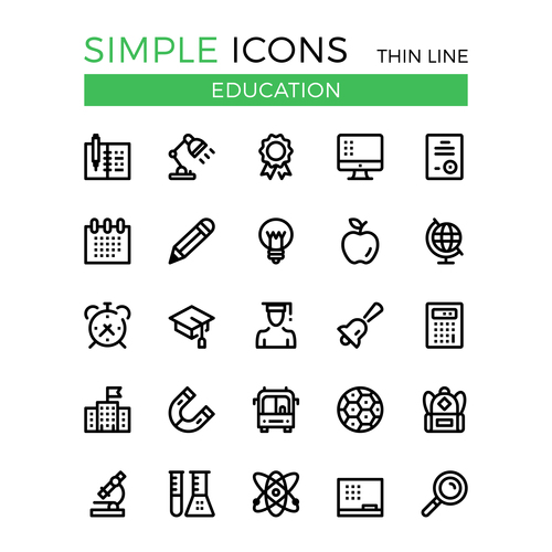 Line education icons silhouette vector