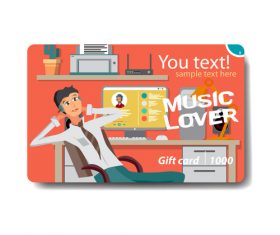 Listen to music card vector