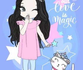 Magic girl cartoon vector