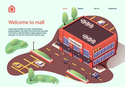 Mall cartoon illustration vector free download