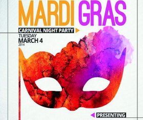 Mardi Gras PSD Flyer template and Facebook Cover   Version