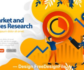 Market sales research business template vector