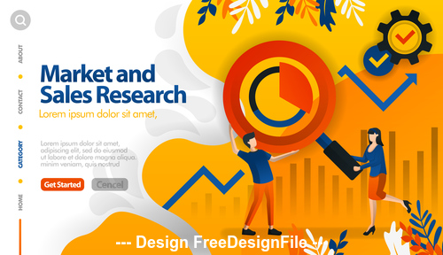 Market sales research business template vector