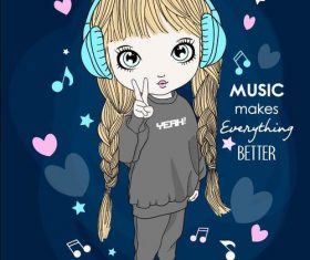 Music makes better cartoon vector