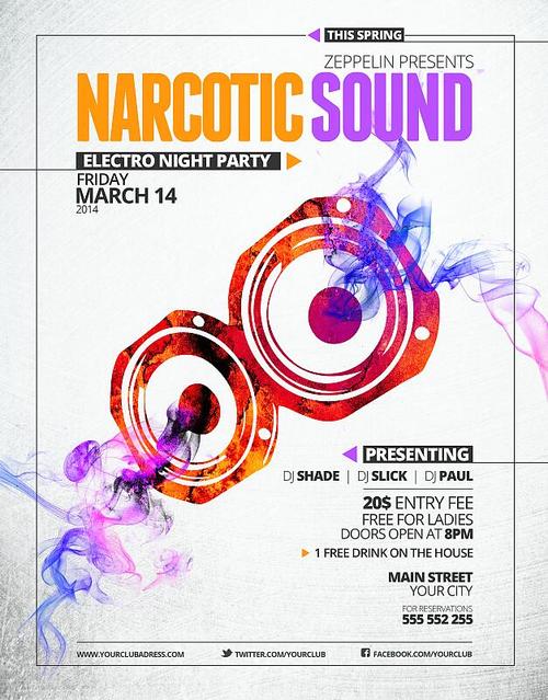 Narcotic Sound Night Party PSD Flyer template