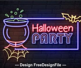Neon illustration halloween banner vector