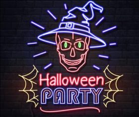 Neon illustration halloween ghost vector