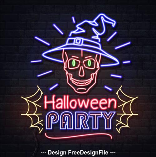 Neon illustration halloween ghost vector