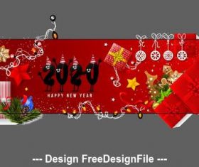 New year 2020 greeting card banner vector