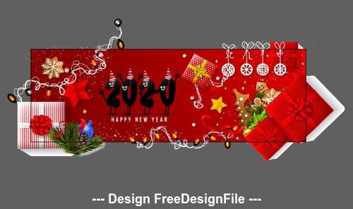 New year 2020 greeting card banner vector